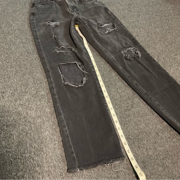 Pacsun High Rise Straight Black Distressed Jeans 23 - Picture 6 of 9